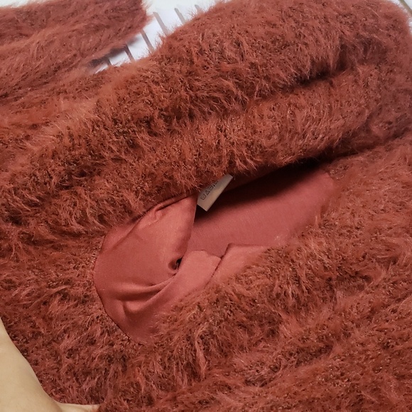 Free People S Sweater Mini Dress "Mallow" Terracotta FUZZY - Picture 9 of 9